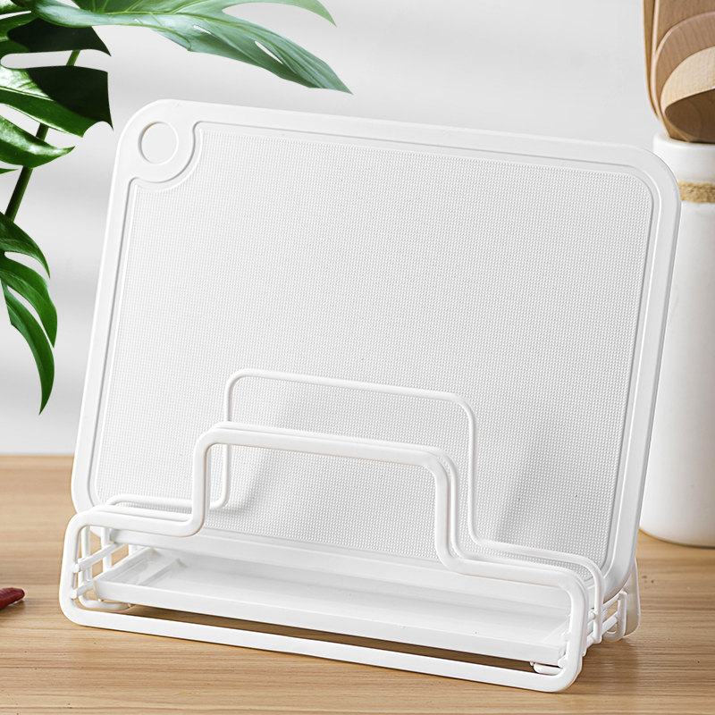 ASVEL 日本菜板放置架 砧板架带托盘可沥水台面免打孔厨房锅盖架 - 图0