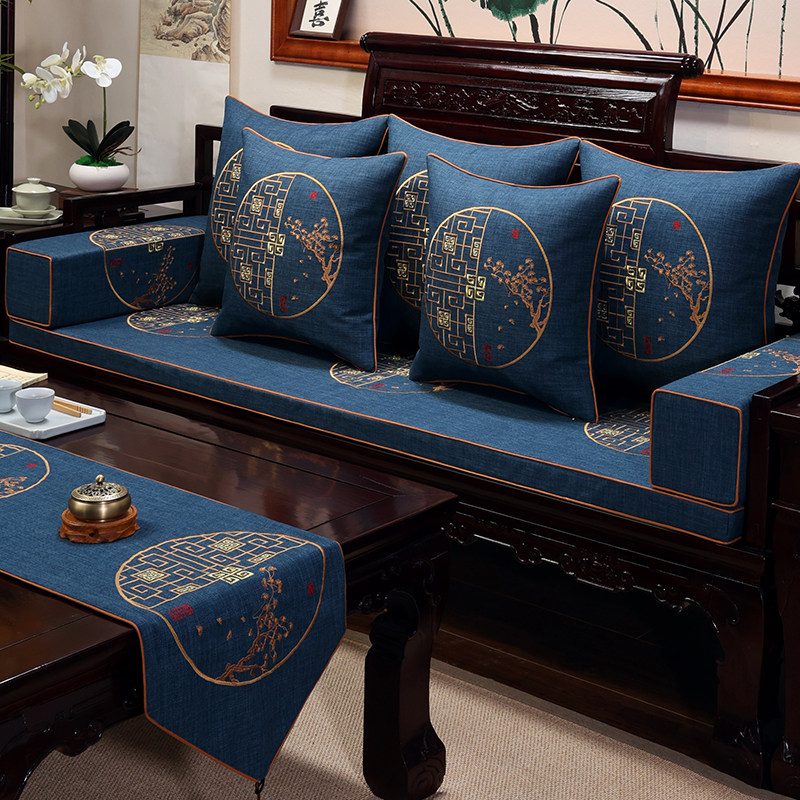 红木沙发坐垫套罩中式棉麻刺绣加厚实木老式五件套家具罗汉床垫子,淘宝优惠券,粉丝福利购,淘宝优惠卷