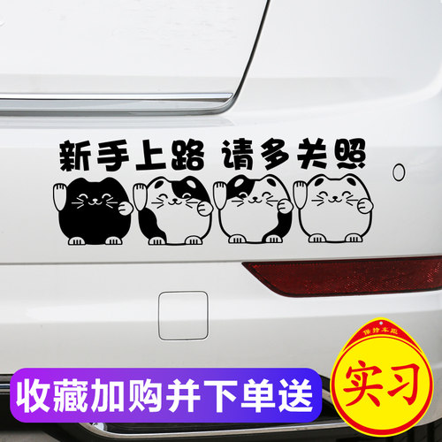 新手上路车贴创意文字实习女司机请多关照贴纸搞笑警示提示反光贴 - 图0