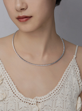 ADHORAS925银轻奢双色车花卜面项圈性时尚锁骨链送闺蜜生日礼物