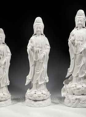 供奉家用陶瓷立式微笑观音佛像