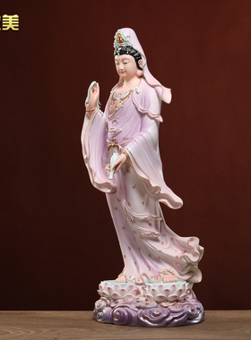 佛堂飘衣观音摆件微美陶瓷中式风