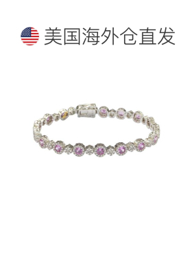 自营Suzy Levian 纯银粉色蓝宝石和钻石口音手链 - 粉红色 美国奥