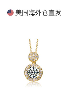 自营 GENEVIVE 纯银镀金立方氧化锆光环簇状项链 美国奥莱直发