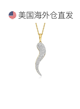 自营Ross-Simons 密镶钻石意大利角形吊坠项链，18kt 黄金镀纯银