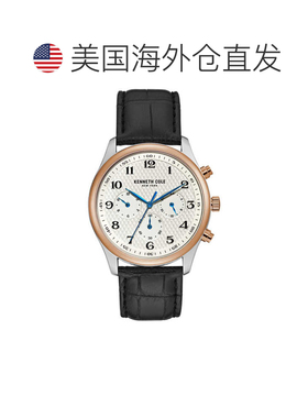 自营Kenneth Cole Men's 42mm Quartz Watch - black 美国奥莱直
