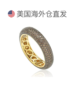 自营 Suzy Levian 金色纯银立方氧化锆棕色永恒戒指 - 黄色 美国