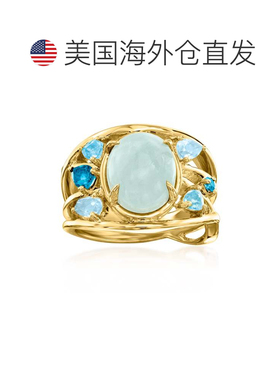 自营Ross-Simons Milky Aquamarine and . Tonal Blue Topaz Ring