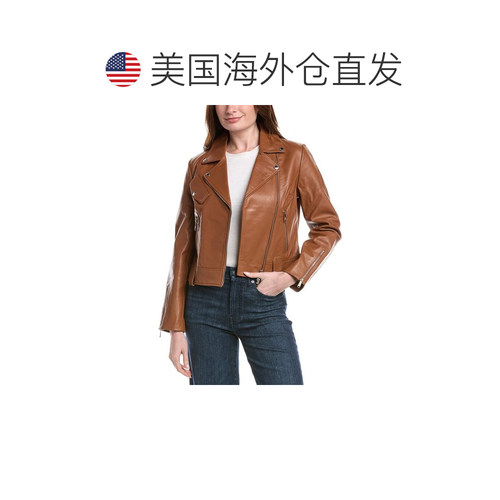 自营Sam Edelman Leather Moto Jacket - brown 美国奥莱直发皮衣 - 图1