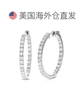 自营vir jewels2 cttw 圆形切割实验室生长钻石圈形耳环 美国奥