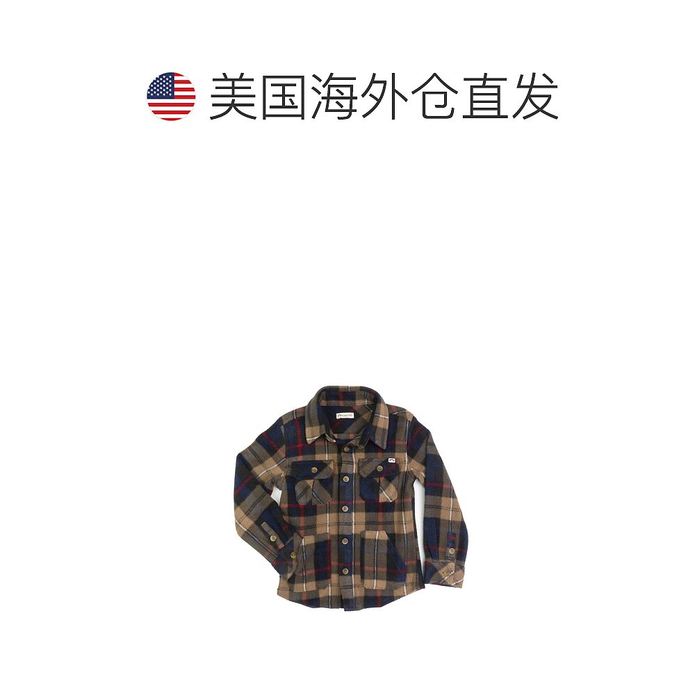 自营appamanBoys' Snow Fleece Shirt In Navy/khaki Plaid - nav - 图1