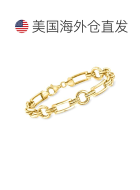 自营Ross-Simons 18kt Gold Over Sterling Alternating Rectangl