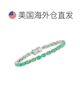 自营925 纯银 Ross-Simons 祖母绿网球手链 - 8 英寸 美国奥莱直