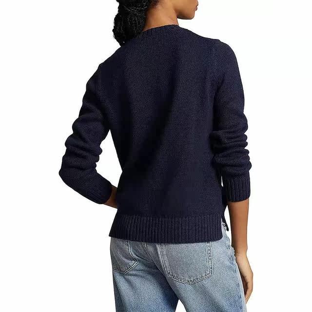 1 hour refundable, US direct mail Polo Ralph Lauren women's cotton and linen crew neck bear pattern sweater