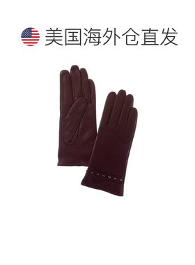 自营sofiacashmereSofiaacashmere羊绒衬里纳帕皮革手套-红色 美