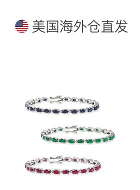 自营Ross-Simons 多宝石和钻石配饰珠宝套装：3 条纯银手链 - 8.2