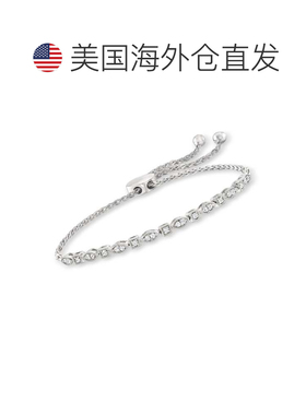 自营925 纯银 Ross-Simons 钻石方形和榄尖形 Bolo 手链 - 白色
