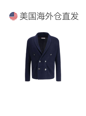 自营Brunello Cucinelli Cotton Men's Cardigan - blue 美国奥莱