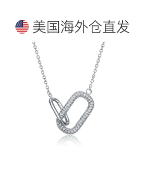 自营genevive纯银透明方晶锆石互锁链项链 - 白色 美国奥莱直发