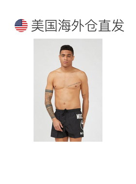 自营Moschino Polyester Swim Men's Shorts - black 美国奥莱直