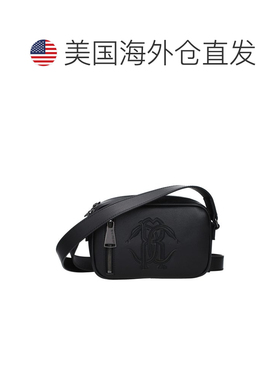 自营Roberto Cavalli Leather Crossbody Men's Bag - black 美国