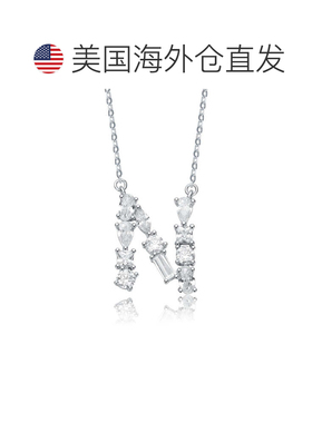 自营geneviveSterling Silver White Gold Plated with Clear Cub