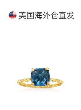 自营Ross-Simons London 蓝色托帕石扭纹戒指 18 克拉金 18 克拉