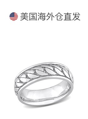 自营 925 纯银 Mimi & Max 罗纹设计男士戒指 - 白色 美国奥莱直