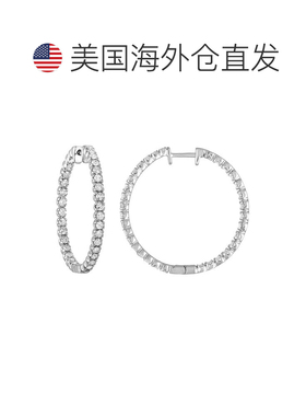 自营vir jewels2 克拉实验室培育钻石内外圈形耳环 14K 白金圆形