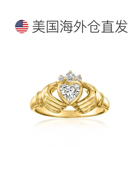 自营Ross-Simons Lab-Grown Diamond Claddagh Ring in 18kt Gold
