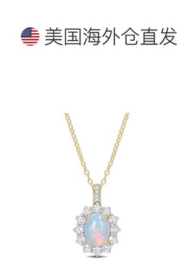 自营 mimi & max2 1/6 CT TGW 椭圆形蓝色埃塞俄比亚蛋白石和白色