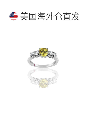 自营 Suzy Levian 纯银黄色和白色立方氧化锆 5 石订婚戒指 - 黄