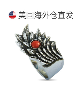 自营 King Baby Raven Wing 纯银和珊瑚凸圆形戒指 - 多色 美国奥