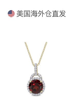 自营 mimi & max3 1/2 克拉 TGW 石榴石和白色托帕石吊坠带链条镀