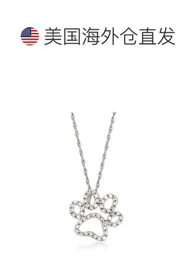 Ross-Simons 14 克拉白金钻石爪印吊坠项链 - 18 英寸 【美国奥莱