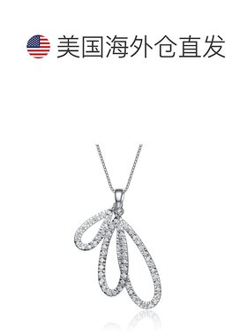 自营 GENEVIVE 纯银立方氧化锆三梨形吊坠 - 银白色 美国奥莱直发