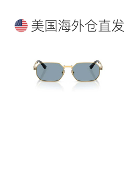 自营versace几何镜框太阳眼镜，配金色金属边框-灰色 美国奥莱直