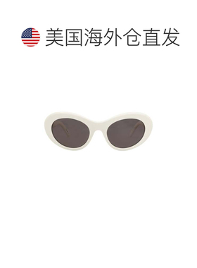 自营balenciaga圆形镜框回收醋酸纤维太阳眼镜-白色灰色 美国奥莱