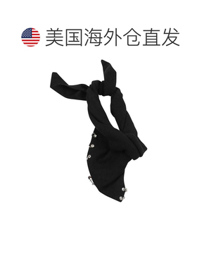 自营pinko羊毛围巾，配以孔眼和安全别针装饰-黑色 美国奥莱直发
