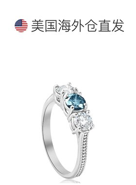 自营 pompeii31 1/2 克拉蓝钻三石复古点缀订婚戒指（10k 金） -