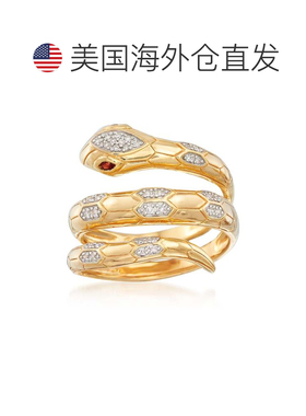自营 Ross-Simons 18kt 纯银镶石榴石钻石蛇形环绕式戒指 - 白色