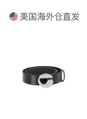 自营coperni黑色大徽标银色徽标带扣皮革腰带-灰色 美国奥莱直发
