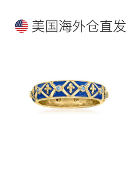 自营Ross-Simons Sapphire and Blue Enamel Fleur-De-Lis Eterni