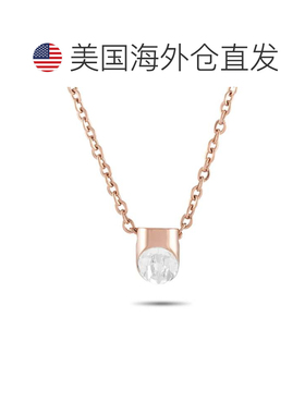 自营Calvin Klein Brilliant 玫瑰金 PVD 镀层不锈钢白色水晶项链