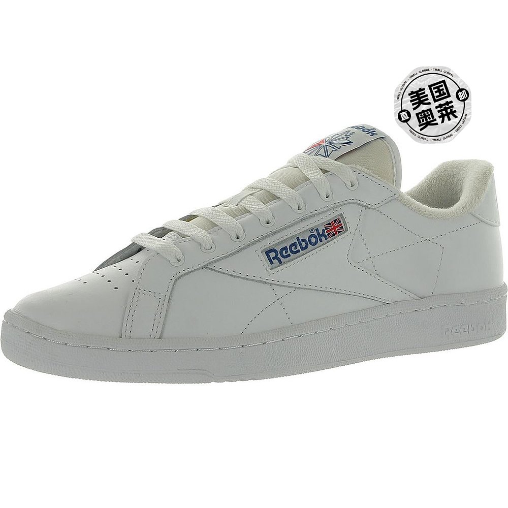 自营 reebokCLUB C GROUNDS 女士皮革训练跑步和训练鞋 - 白色/蓝 - 图0