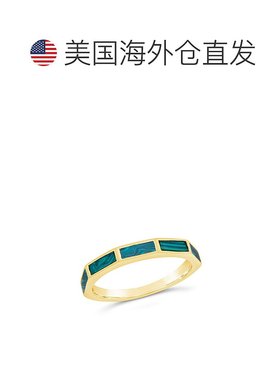 自营 sterling foreverMalachite Baguette Eternity Band Ring g