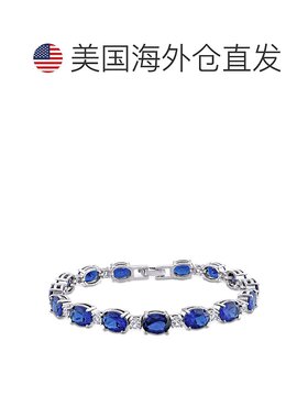 自营 mimi & max32 CT TGW 椭圆形纯银蓝色和白色蓝宝石手链 - 白
