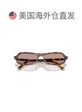 自营miu miu雕刻的Honey Havana框架太阳眼镜与几何镜片-粉红色