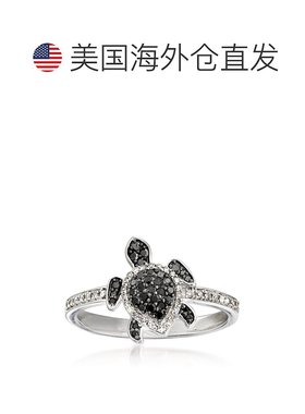 自营 925 纯银 Ross-Simons 黑白钻石乌龟戒指 - 白色 美国奥莱直
