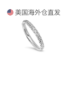 自营max + stone925 纯银 Basketweave 纹理时尚手镯手链 - 银白